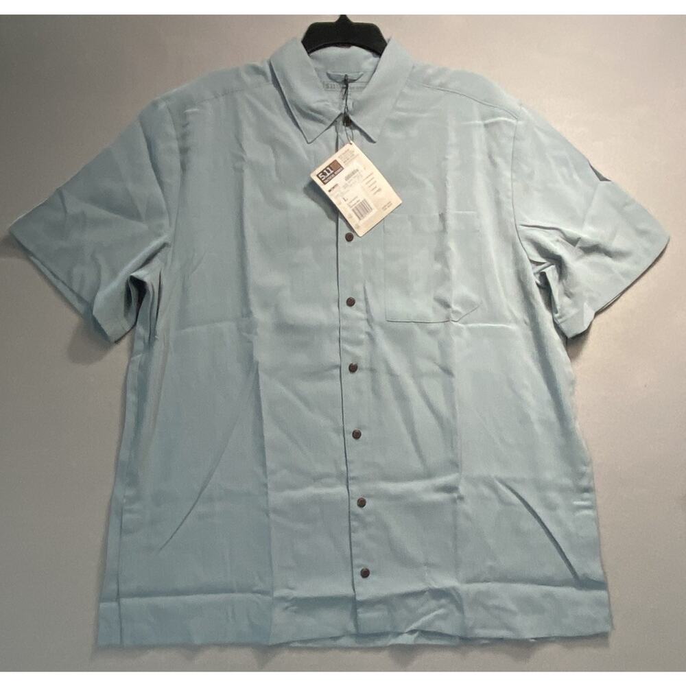 511 Tactical Shirt Mens Large Blue Select Covert Short Sleeve Snap CCW Casual